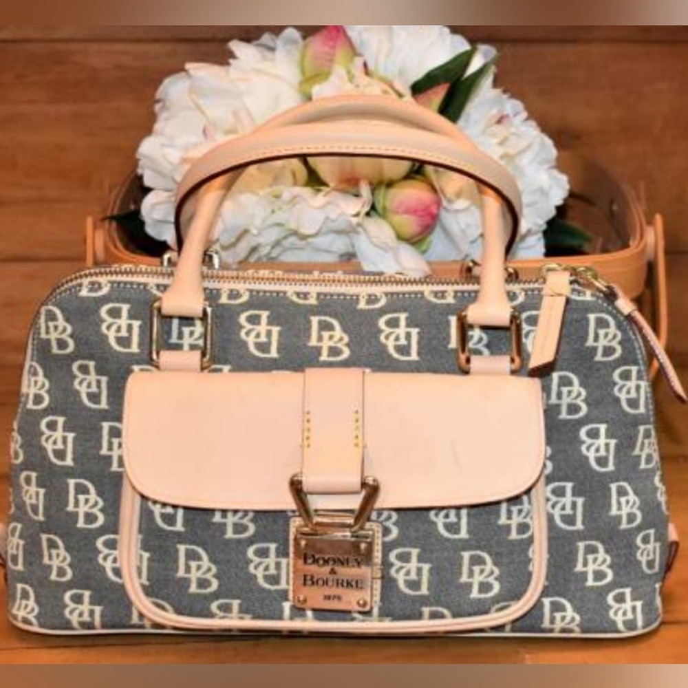 Dooney & Bourke Elegant Tan and Gray Satchel